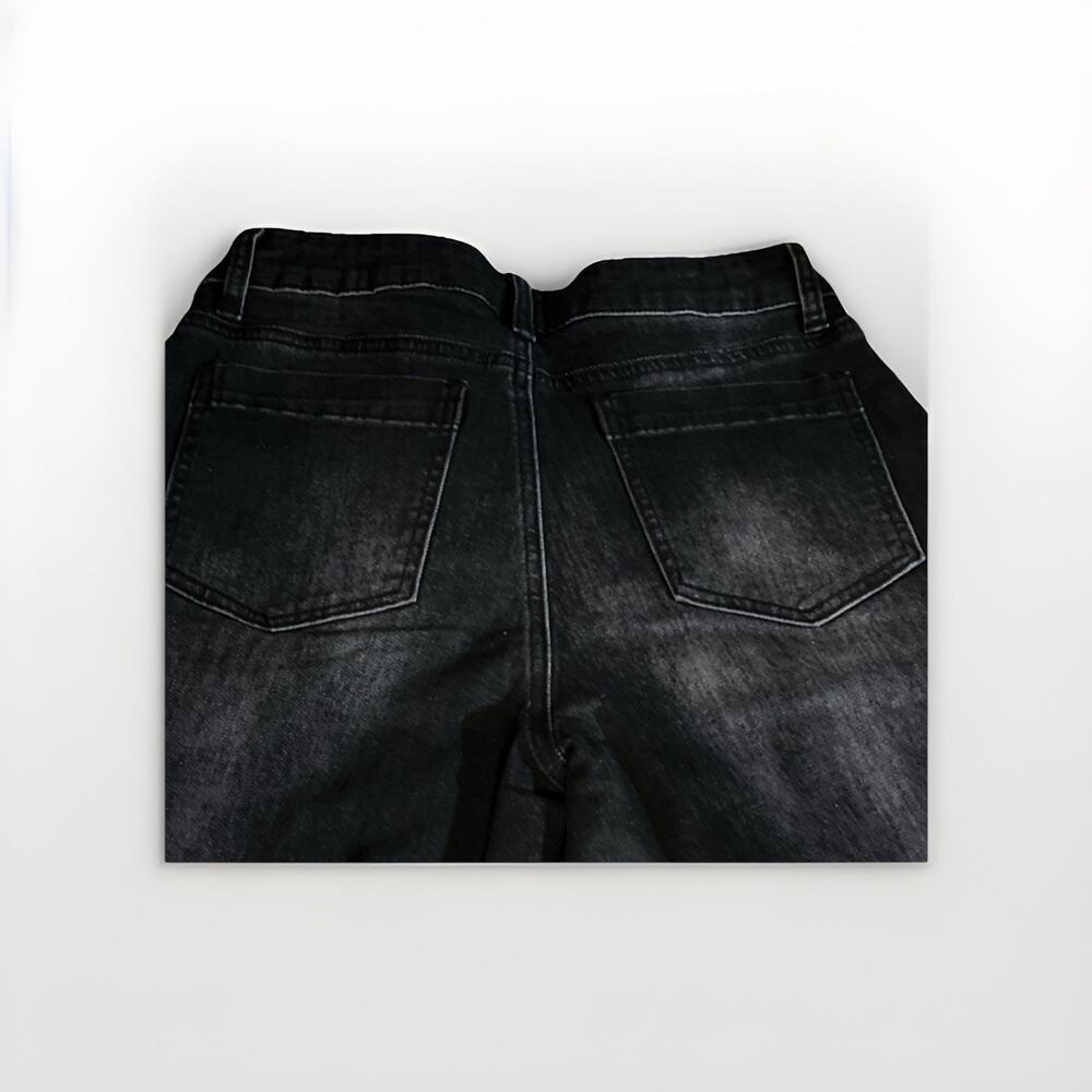 Flamingals Wide-Leg Black Denim Jeans High Rise Button Zip - Picture 5 of 8